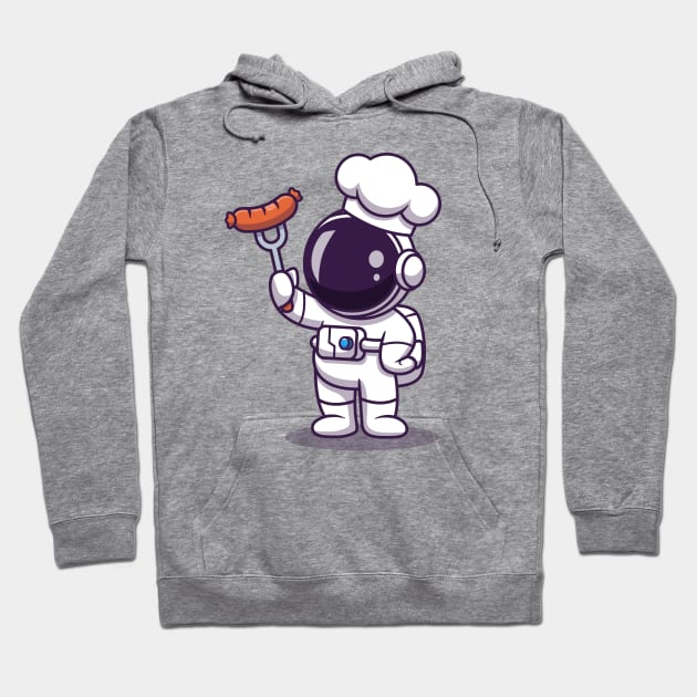 Cute Astronaut Chef With Grill Sausage Hoodie by Catalyst Labs